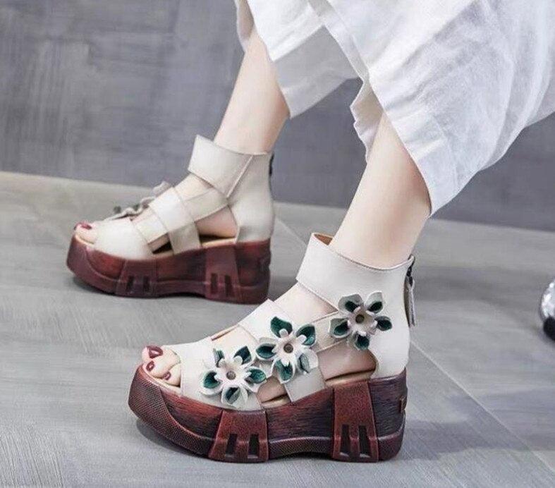 Stylish Floral Wedge Sandals - Wedge Shoes - LeStyleParfait Kenya