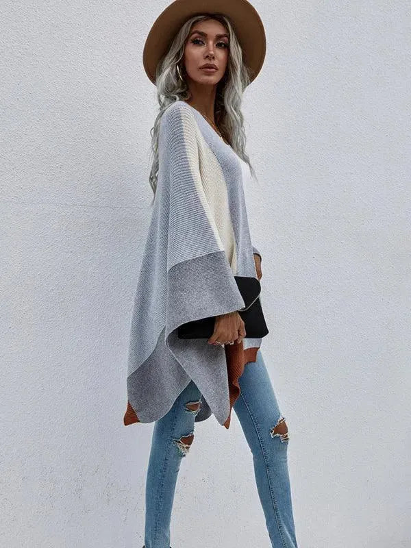 Women Plaid Oversized Loose Poncho - Poncho - LeStyleParfait