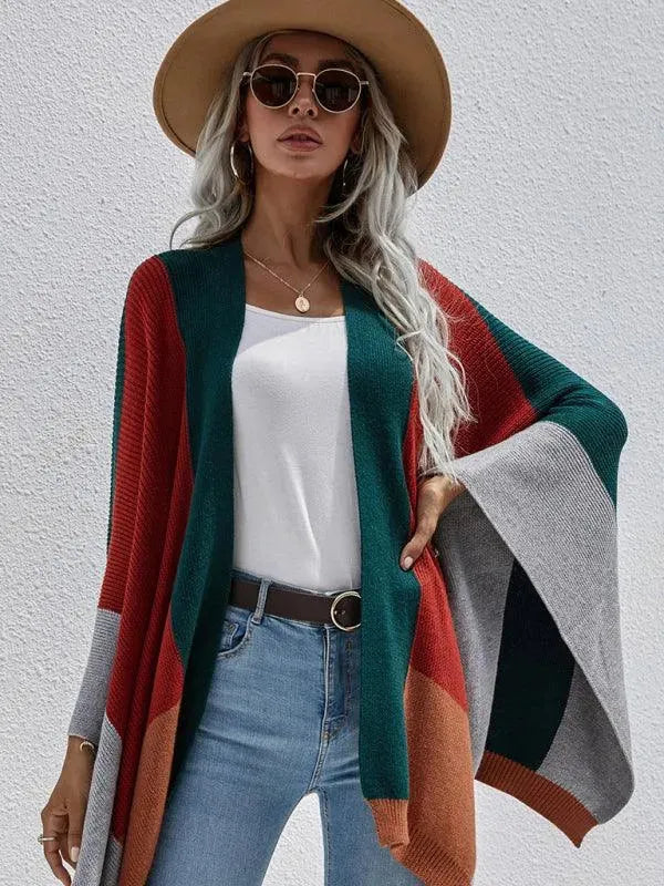 Women Plaid Oversized Loose Poncho - Poncho - LeStyleParfait