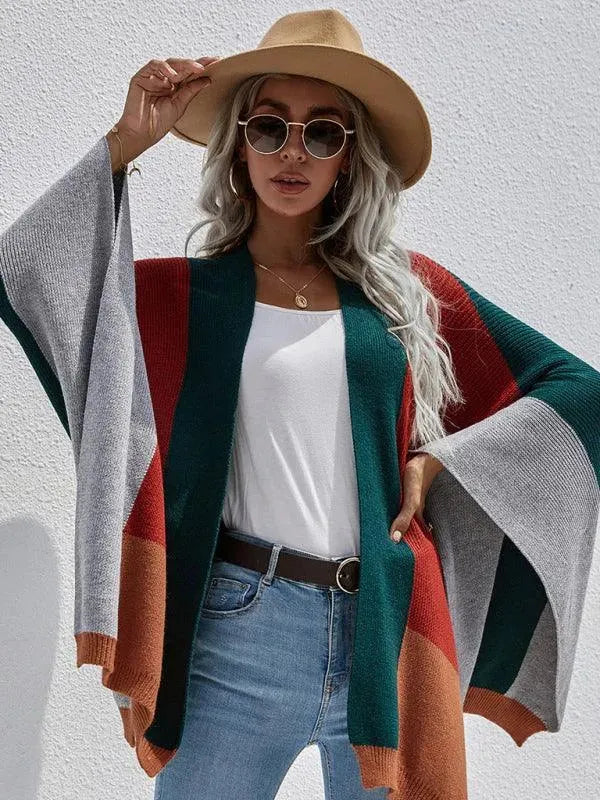 Women Plaid Oversized Loose Poncho - Poncho - LeStyleParfait
