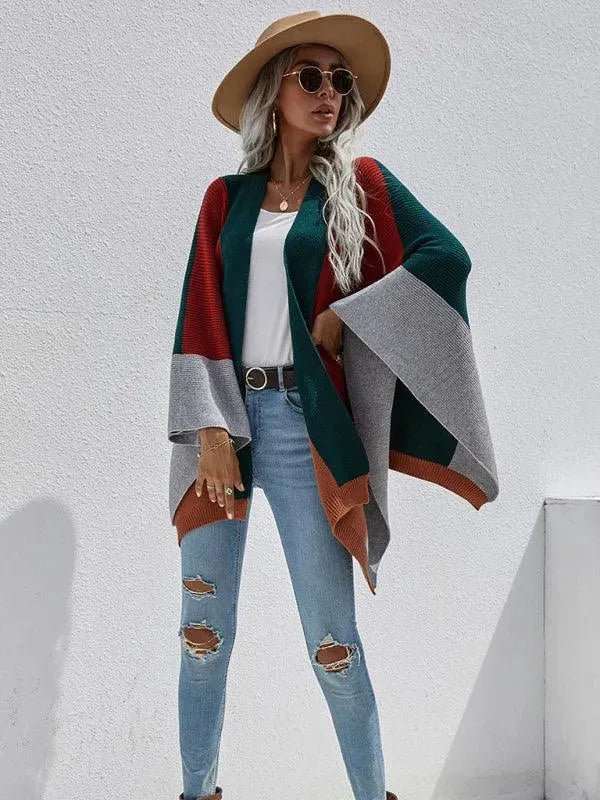 Women Plaid Oversized Loose Poncho - Poncho - LeStyleParfait