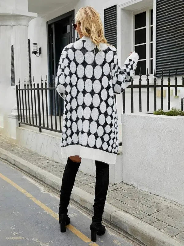 Women’s Geometric Knit Cardigan Sweater – V-Neck Style