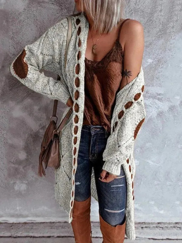 Women’s Hooded Longline Cardigan Sweater – Open Front