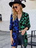 Women’s Leopard Knit Cardigan Sweater – V-Neck Button Style