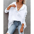 Women's V-Neck Hooded Bat Sleeve Sweatshirt-LeStyleParfait