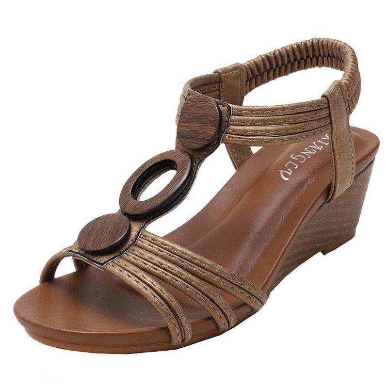 Wood Pattern Wedge Sandals - Wedge Shoes - LeStyleParfait Kenya
